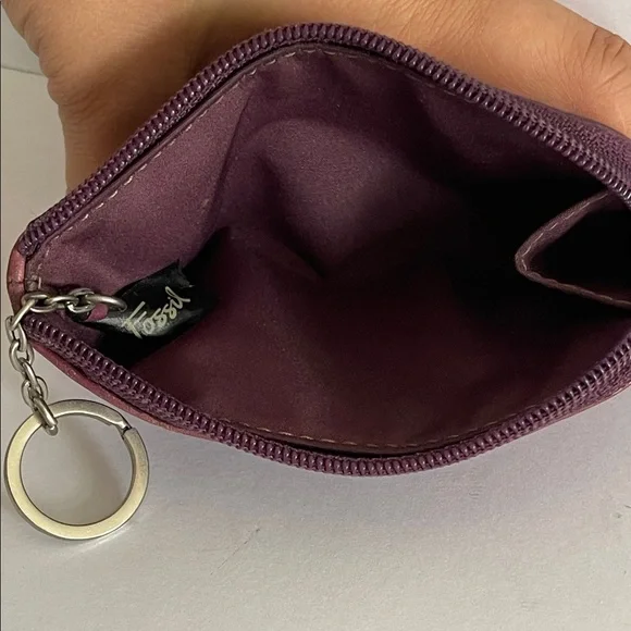 Fossil Maroon/Purple Leather Zip Around ID Wallet/ Coin purse - Picture 8 of 8